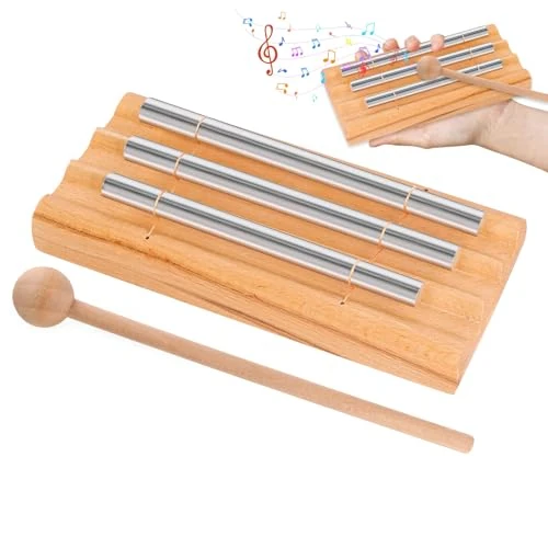 Chime Klangstab Energy Percussion Instrumente: 3 Ton Klangstab mit Holzschlägel - Chime Gong Glockenspiel Holz für Musikalische Früherziehung, Yoga, Meditation, Geschenk, Gebet