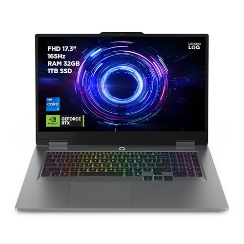 Lenovo LOQ Gaming Notebook 17,3 Zoll FHD (1920 x 1080) 165 Hz, Intel Core i7-13700HX, RAM 16 GB, 1TB SSD, Nvidia GeForce RTX 5060 8 GB GDDR7, Windows 11, Tastatur mit Hintergrundbeleuchtung, Mondgrau