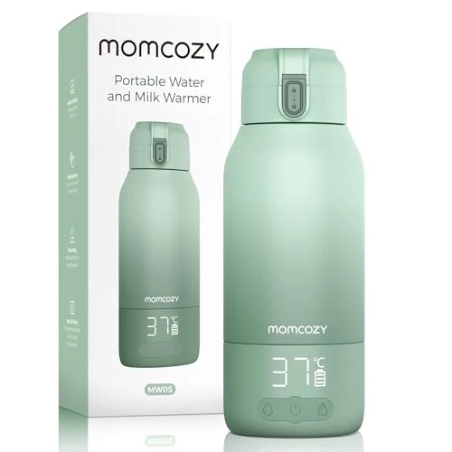 Momcozy Chauffe Biberon Portable pour Nomade sans Fil, Chauffage Rapide et Longue Autonomie, 2 Modes de Chauffe pour Lait Maternel et Eau, Grande Capacité de 500ml pour Toute la Journée