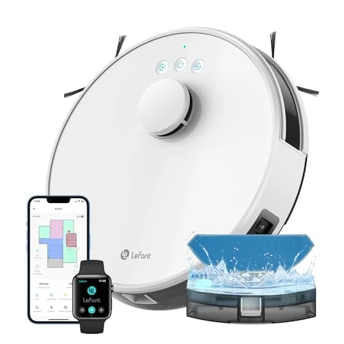 Lefant M1 2-in-1 5500Pa Robot Vacuum Cleaner, LiDAR Navigation with Multi-Stage Mapp, Virtual Zones, Alexa/APP/WiFi Control, Ideal for Pet Hair, Carpets and Hard Floors, White