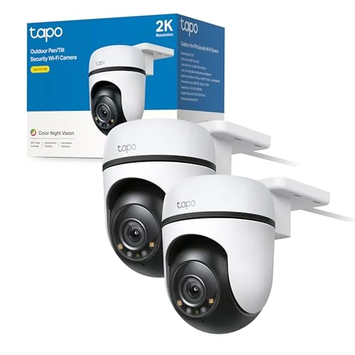 Offerta a tempo: Tapo C510W(2-pack) Telecamera WiFi Esterno 2K 3MP, Visione a 360°, Visione Notturna a Colori, Telecamera di Sorveglianza IP, Sensore di Movimento, Impermeabile IP65, Audio bBidirezionale, Alexa, 2 pz - 17% da 89.99 € a 74.99 €