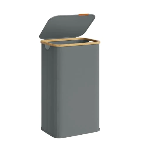 Limited-time offer: SONGMICS Laundry Basket with Lid, Laundry Hamper, Oxford Fabric, Foldable, Bamboo Frame, for Bedroom, Living Room, 26.4 Gal. (100 L), 42 x 32 x 70.5 cm, Slate Grey LCB518GN01 from 16.99 £ to 13.59 £ (save 20%)