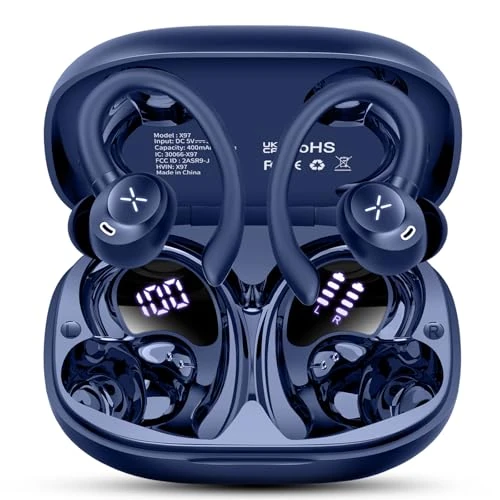 Cillso Bluetooth Headphones Sports Headphones Wireless Bluetooth 5.3 with ENC Mic, 50 Hours HiFi Stereo Deep Bass Earphones with LED Display