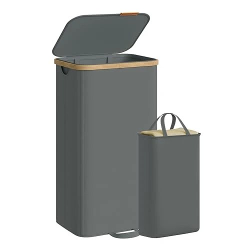 Tijdelijke aanbieding: SONGMICS Wasmand met deksel, wasverzamelaar, wasmand, waszak, uitneembare waszak, bamboeframe, voor bijkeuken, slaapkamer, 100 liter, leigrijs LCB531GN01 van 20.99 € naar 20.99 € (0.00% korting)