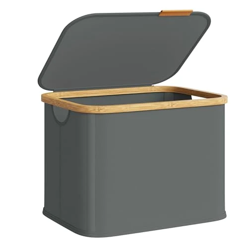 Offre limitée : SONGMICS Panier à Linge avec Couvercle, Corbeille Gain de Place, en Tissu Oxford, Pliable, Cadre en Bambou, pour Buanderie, Chambre, Salon, 40 L, 42 x 32 x 30 cm, Gris Ardoise LCB516GN01 de 16.19 € à 15.39 € (5% de remise)