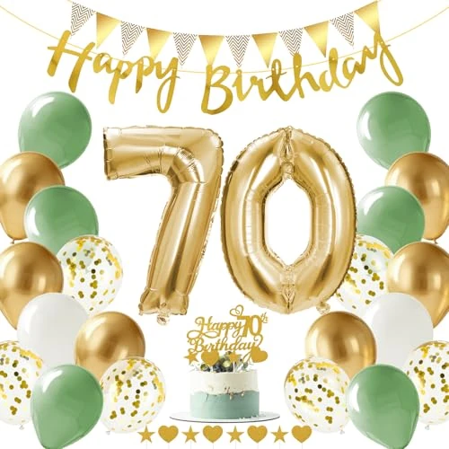 Offerta a tempo: Alaoo Palloncini 70 Anni Compleanno Verde Oro, Decorazione Compleanno - 0.00% da 10.99 € a 10.99 €
