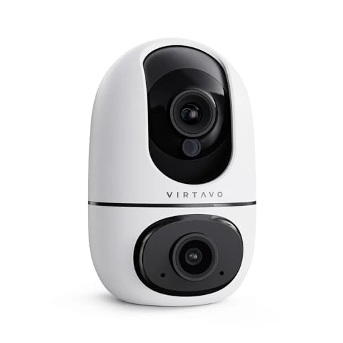 virtavo XD1 Telecamera WiFi Interno Doppio Obiettivo, 2 Viste in 1 Schermo, 360° Pan/Tilt/Zoom, Visione Notturna a Colori, Smart Tracking, Audio Bidirezionale, Senza Abbonamenti Nascosti