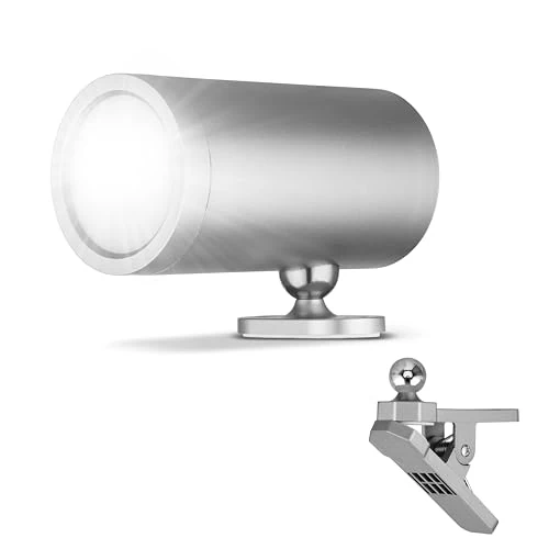 REV LED wandlamp - wandlamp met accu en bewegingsmelder, 180lm, draadloos, dimbaar, 360° draaibaar. Wegverlichting om mee te nemen - ideaal voor camping, garage & kelder, IP54, zilver