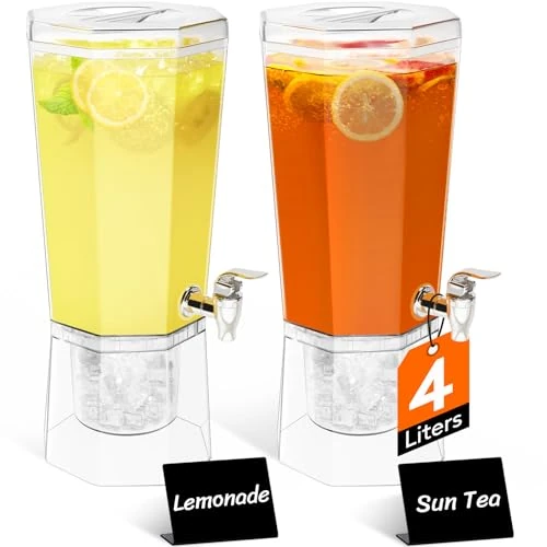 Oferta limitada: Lifewit 4L Dispensador de Bebidas Grande, Botella de Plástico con Grifo, Jarra Agua con Soporte para Cócteles, Jugos, Limonada y Té, Juego de 2 (en 1 Paquete) de 29.99 € a 28.49 € (ahorro 5%)
