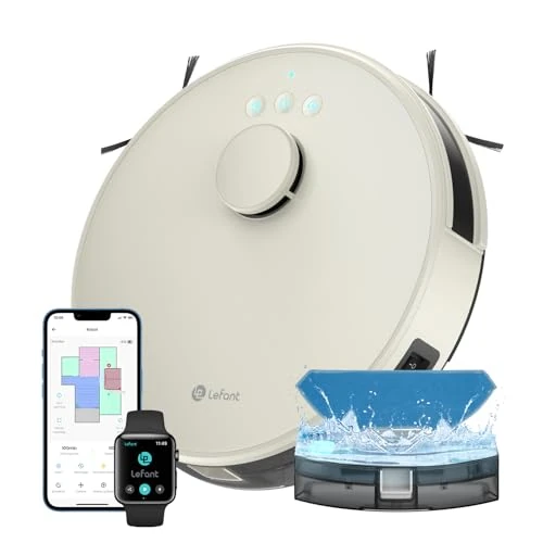 Offerta a tempo: LEFANT M1 Robot Aspirapolvere Lavapavimenti con Mappatura dToF, 5500Pa, Serbatoio Polvere 520ml + Acqua 160ml, Ultra Sottile 32cm, 200 Minuti Autonomia, Compatibile Alexa - Champagne - 70% da 399.99 € a 119.99 €