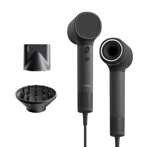 Laifen Neo Asciugacapelli ad Alta Velocità Con Motore Brushless da 110.000 Giri/Min, 200 Milioni di Ioni Negativi, Controllo Intelligente della Temperatura, 2 Ugelli Magnetici(Nero)