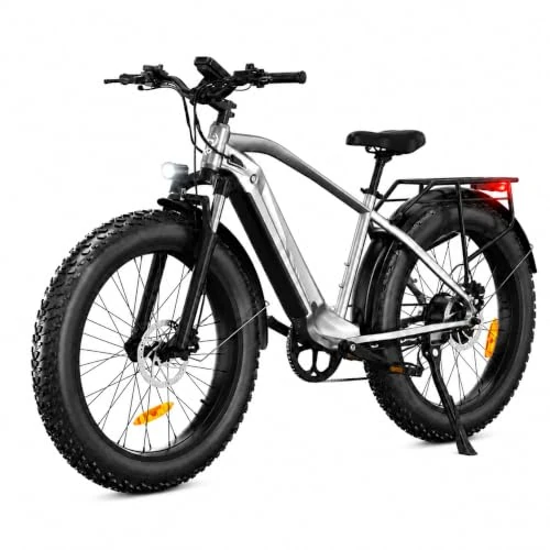 Offerta a tempo: Bodywel D6 Bici Elettrica Adulto, 26x4 Fat Mountain E Bike Tutti i Terreni, Batteria 48V 15Ah, Motore 250W, 7 Velocità, Forcella Ammortizzata, Freni a Disco Idraulici e Telaio in Lega (Argento) - 0.00% da 1099.99 € a 1099.99 €