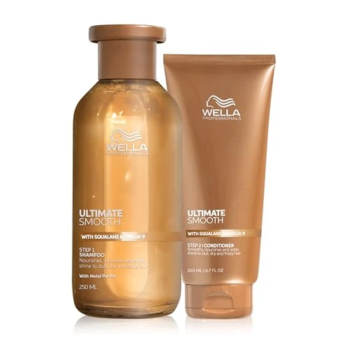 Offerta a tempo: Wella Professionals Ultimate Smooth Shampoo e Conditioner - con Squalano e Omega 9 - Ristrutturante Capelli Secchi, Opachi e Crespi (250 ml e 200 ml) - 74% da 34.50 € a 8.96 €