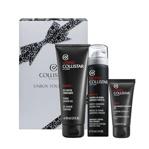 Offerta a tempo: Collistar Cofanetto Uomo Rasatura & Detersione, Schiuma da Barba 75 ml + Gel Detergente Energizzante 30 ml + Mini Gel Doccia Tonificante 100 ml - 38% da 29.00 € a 17.99 €