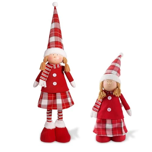 Himissy Large Christmas Elf, Retractable Christmas Elves, Male and Female Christmas Elves, Christmas Decorations for Homes, Shops, Restaurants, Schools and Offices (E2)