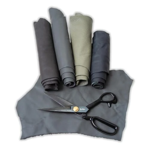 Offerta a tempo: IPEA 500 Grammi di Ritagli di Vera Pelle Italiana colore Grigio Scuro in Varie Tonalità, Spessore e Tipologia - 4 Scampoli di Pelle Premium con Forme Varie – Cuoio - Resti da Produzione Artigianale - 0.00% da 13.99 € a 13.99 €