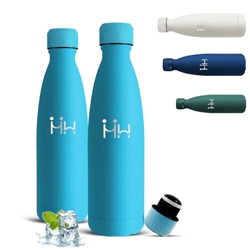 Oferta ograniczona: Butelka do picia ze stali nierdzewnej, 500 ml, szczelna, zimna przez 24 h i ciepła przez 12 h, metalowa butelka na wodę, podwójne ścianki, do szkoły, na kemping, w podróży z 10.99 EUR na 9.30 EUR (znizka 15%)