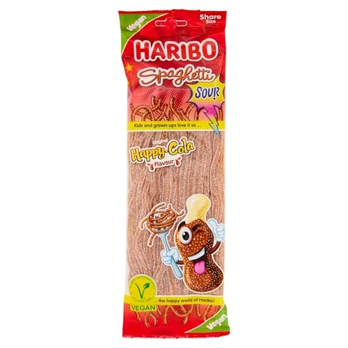 Haribo Spaghetti Cola, Caramelle Gommose, Vegane, Gusto Cola, Ideali per Feste e Dolci Momenti di Relax - 200gr