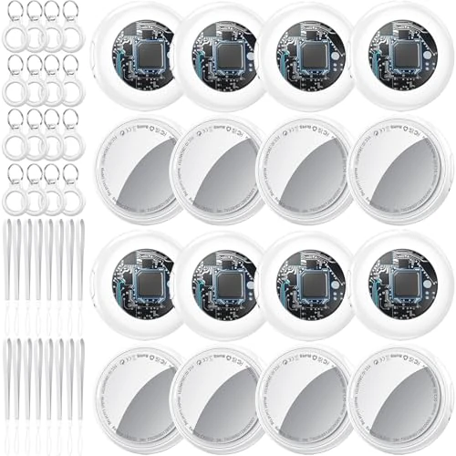 Tukio Air Tags 16 Pack Blanco, Bluetooth Localizador de Llaves Funciona con Find My App (Solo iOS), rastreador Bluetooth y localizador de artículos con Sonido, rastreador de Equipaje, Mini Tracker Tag