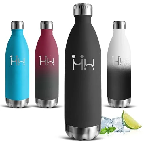 Botella Agua Acero Inoxidable, Botella Termica 1 litro, A Prueba de Fugas, Botellas Agua Gimnasio, Mantiene 24H Frio/12H Calor, sin Bpa, Cantimplora para Senderismo, Yoga, Cámping