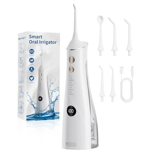 Offerta a tempo: Idropulsore Dentale, Vincitore del Test 2025, 5 Ugelli Getto e 4 Modalità, Igiene Dentale e Pulizia Interdentale, Igiene Orale, Serbatoio Grande, Impermeabile IPX7, per Casa e Viaggio - 0.00% da 35.99 € a 35.99 €