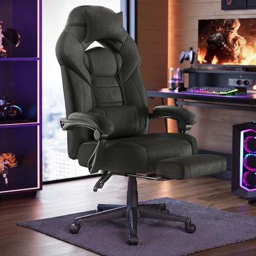 Oferta limitada: SONGMICS Silla Gaming, Silla de Oficina, Ordenador, Diseño Ergonómico, con Reposapiés, Reposacabezas Ajustable, Cojín Lumbar, Capacidad de Carga 150 kg, Negro Tinta OBG077BH21 de 139.99 € a 113.04 € (ahorro 19%)