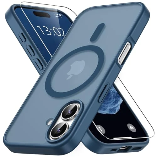Offerta a tempo: Vansdon Cover Magnetica per iPhone 17 con 1 Pezzi Vetro Temperato, Compatibile con Magsafe, Protezione anticaduta di livello militare, Custodia Traslucida Opaca Sottile Antiurto-Blu Profondo - 10% da 10.99 € a 9.92 €