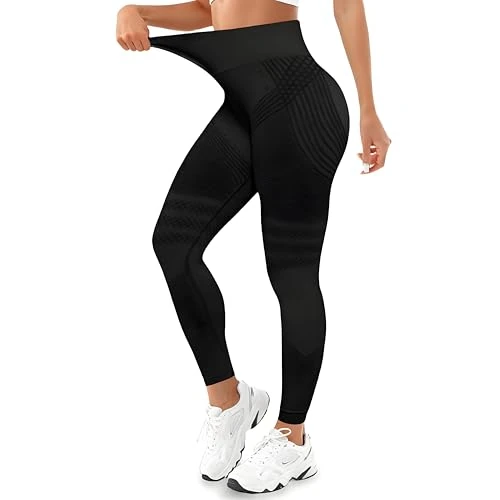 Zeitlich begrenztes Angebot: Anti Cellulite Leggings, Sportleggins Damen Lang Kompressions Leggings Po Push Up, Boom Booty High Waist Blickdicht Yoga Pilates (DE/NL/SE/PL, Alphanumerisch, M, Regular, Regular, Schwarz) von 14.99 € auf 14.99 € (0.00% Rabatt