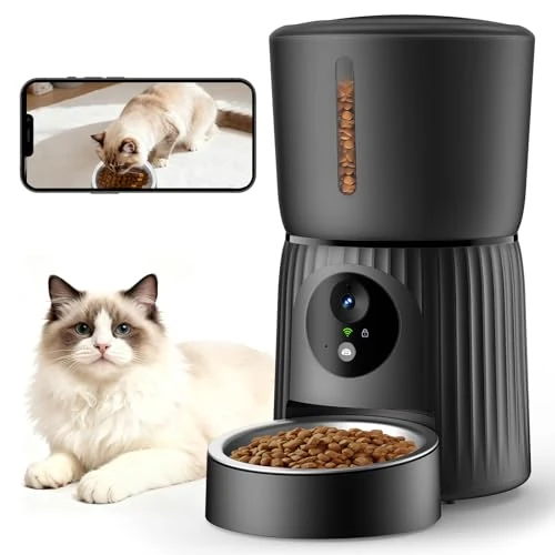 Offerta a tempo: Faroro Distributore Automatico Cibo Gatti con Telecamera, Video HD 1080P, Visione Notturna, Audio Bidirezionale, Dispenser 4L, Angolo Telecamera Regolabile, Sensore Anti-Blocco, APP, Wi-Fi 5GHz - 0.00% da 69.99 € a 69.99 €