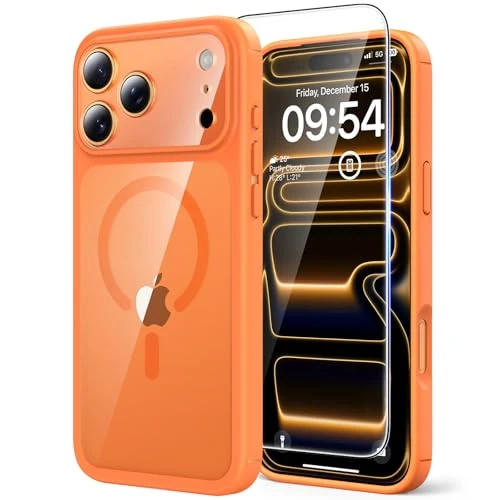 Offre limitée : TAURI Coque Magnétique pour iPhone 17 Pro Max avec Protection écran,Protection Totale de la Caméra, [Compatible avec MagSafe] Protection Anti-Choc Mince et Anti-Chute - Orange de 13.53 € à 12.85 € (5% de remise)