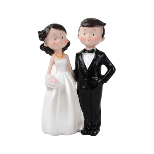 Romantic Bride and Groom Figurines - Wedding Cake Toppers, Resin Couple Dolls for Valentine's Day, Anniversaries, Home Décor, Party Decorations, Elegant Desktop Ornaments, 12x6x4 cm
