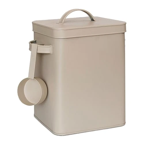 Offerta a tempo: Relaxdays Scatola di metallo, 6,5 L, con dosatore, per cibo animale e caffè, ermetica, scatola per detersivo, beige - 36% da 39.99 € a 25.51 €