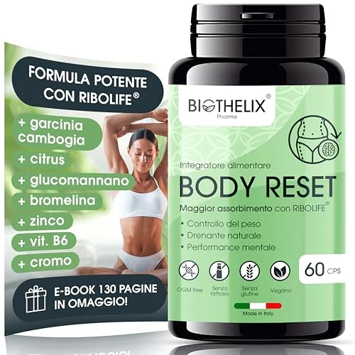 Brucia Grassi Potenti Veloci 60 cps. Drenante Forte Dimagrante con Garcinia Cambogia, Glucomannano, Bromelina e Ribolife®+ Ebook Psico Reset