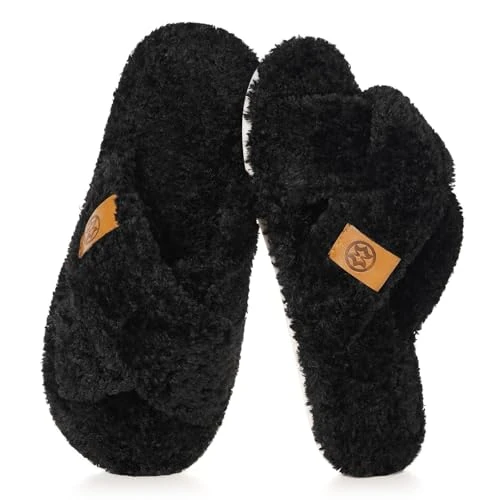 Damskie kapcie wygodne pianka z pamięcią kształtu futrzana wełna syntetyczna opaska krzyżowa przytulne kapcie do sypialni damskie lekkie wsuwane buty domowe domowe kapcie