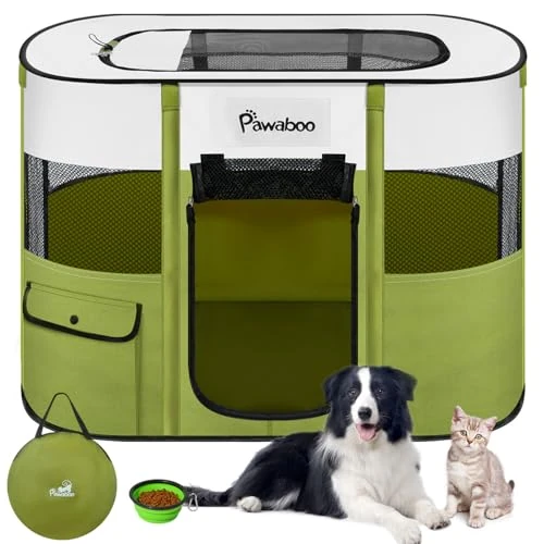Limited-time offer: Dog Playpen, Portable Pet Playpen Cat PlayPens, 600D Oxford Dog Kennel Tent Crate, Waterproof&Breathable, Indoor Outdoor Travel Camping Use for Medium/Large Breed with Carrying Case+Folding Bowl(M) from $29.99 to $29.99 (save 0.00%)
