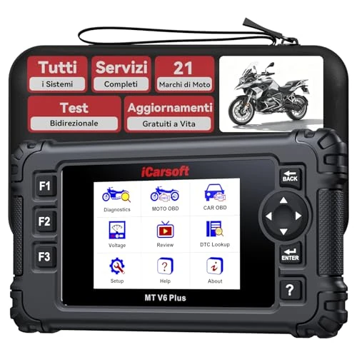 Offerta a tempo: iCarsoft MT V6 Plus Strumento Diagnostico per Moto, Diagnosi Moto Universal, Lettore di Codice Tutti i Sistemi, Servizi Completi, Scansione Automatica, Diagnostica OBD per Auto e Motocicletta - 11% da 269.99 € a 239.99 €