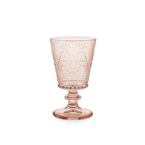 Offerta a tempo: H&H Set 4 Calici Garden in Vetro Lavorato Rosa Antico 25 cl – Eleganti, Resistenti e Lavabili in Lavastoviglie - 0.00% da 23.00 € a 23.00 €