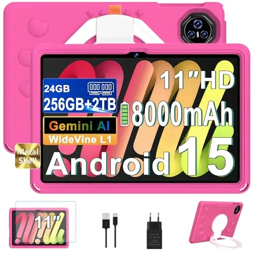 Offre limitée : Dghrti Tablet Android 15 Con EVA Silicone Custodia Protettiva, 24GB+256GB/2TB, Tablet 11 Pollici Octa-Core, Gemini AI/Widevine L1, 8000 mAh, 13MP+5MP, Corpo Metallo, Tableta Grande-Rose de 369.99 € à 369.99 € (0.00% de remise)