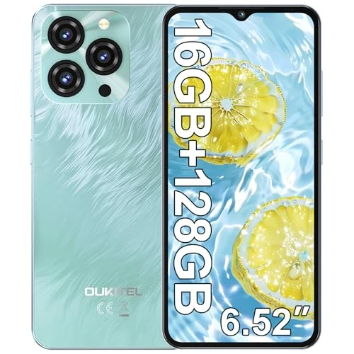 OUKITEL C3 Smartphone, 16 GB + 128 GB/1 TB mobiele telefoon, 6,52 inch HD+ Android smartphone, 5000 mAh telefoon, 13 MP + 5 MP camera, Dual SIM 4G mobiele telefoons, Dual 4G SIM/Face ID/OTG/GPS/3,5 mm