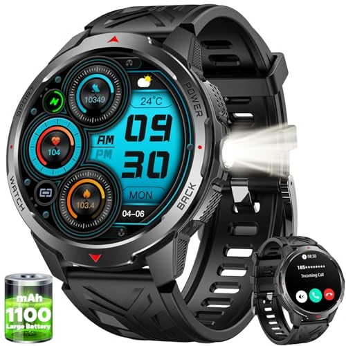 Oferta limitada: Reloj Inteligente Hombre Smartwatch con Llamada ：1.8" TFT Bluetooth Smart Watch con Linterna LED Brújula 1100mAh 3ATM Impermeable 120+Modos Deportivos Frecuencia Cardíaca SpO2 Sueño para iOS Android de 37.99 EUR a 29.99 EUR (ahorro 21%)