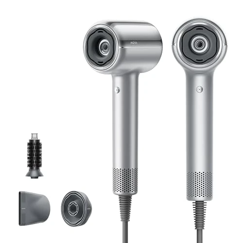 MOVA Shine 20 Föhn mit diffusor, Haartrockner, einer Modusanpassung an verschiedene Düsen, Fön, einem Hochgeschwindigkeitsmotor, Hair Dryer, Plasma-Haarpflege, NTC-Überwachung mit 1000 t/s, Silber