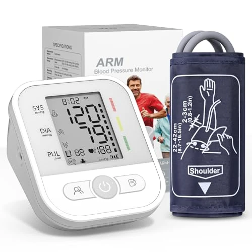 Offerta a tempo: NWOUIIAY Misuratore Pressione da Braccio, Misuratore di Pressione Con Schermo LCD, Macchinetta Pressione Digitale Bracciale Regolabile 22-42 cm, Rilevazione Aritmia, 2 Utenti × 99 Memorie - 0.00% da 16.99 € a 16.99 €