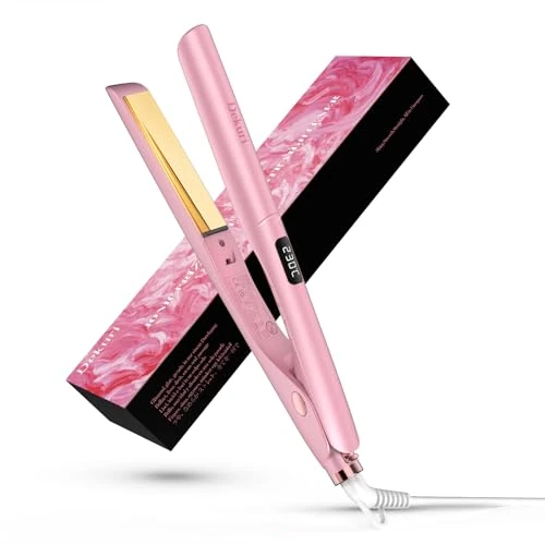 Dekuri 2 in 1 Hair Straightener and Curler, Smooth Titanium Plate,30s Fast Heat Flat Iron, 120-230℃ LCD Display, Ionic Hair Straighteners for Women(Pink)