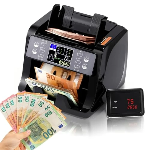 Offerta a tempo: Bonvoisin Conta Banconote, Conteggio del Valore per Banconote Miste in Euro con Rilevamento di Contraffazione UV/MG/IR/MT, 1500 Pezzi/min, Macchina Conta Soldi Professionale con TFT e Display Esterno - 0.00% da 279.00 € a 279.00 €