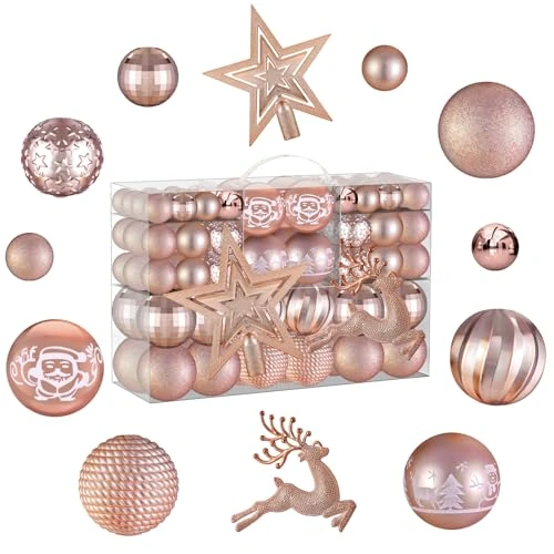 Offerta a tempo: 102 pezzi Palline di Natale Oro Rosa Palle di Natale con Palle Natale Grandi Piccole Decorazioni Albero di Natale,Addobbi Albero di Natale,Palline Albero Natale Set Palline Albero di Natale - 20% da 29.97 € a 23.97 €