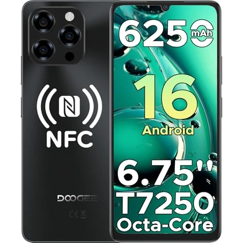 DOOGEE Note 58 Pro Smartphone Android 16, (8+24)GB+256GB/TF 2TB Cellulari, 6250mAh Telefono Cellulare, 6.75" 90Hz Octa-Core Telefoni,16MP+8MP/Fingerprint/Face ID/4G Dual SIM/Widevine L1/OTG/Tipo-C/NFC