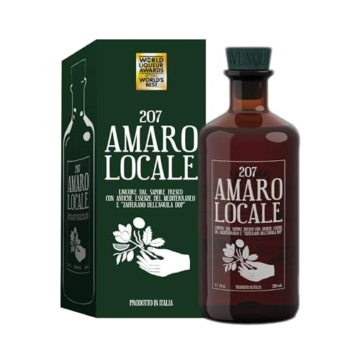 Offerta a tempo: 207 Amaro Locale, Miglior Amaro al Mondo 2024, Artigianale con Zafferano DOP e Note Agrumate, Confezione Regalo con Astuccio 23% Vol, 70CL - 24% da 33.90 € a 25.91 €