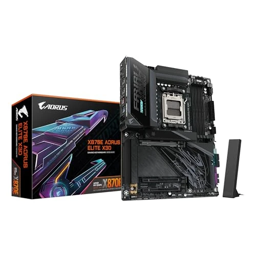 GIGABYTE Płyta główna X870E AORUS ELITE X3D - obsługuje procesory AMD Ryzen 9000, 16+2+2-fazowy cyfrowy VRM, do 9000 Hz DDR5 (OC), 2xPCIe 5.0 + 2 x PCIe 4.0, Wi-Fi 7, 5 GbE LAN, USB 4