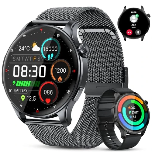 Limitiertes Angebot: Smartwatch Herren Damen Fitnessuhr mit Telefonfunktion: Bluetooth Anruf Armbanduhr uhr Wasserdicht Fitness tracker Smart Watch mit Herzfrequenz Schlafmonitor Schrittzähler Sportuhr Uhren Android iOS von 69.99 EUR auf 69.99 EUR (Spare 0%)