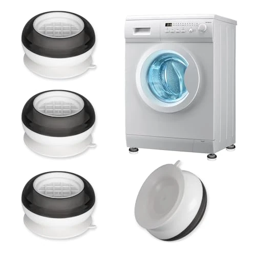 Alyvisun 4 Pieces Anti-Vibration Silicone Washing Machine Feet, Universal Feet Support Shock Absorbers Drainage Mat, Non-Slip Floor Riser for Washing Machine, Dryer, Refrigerator